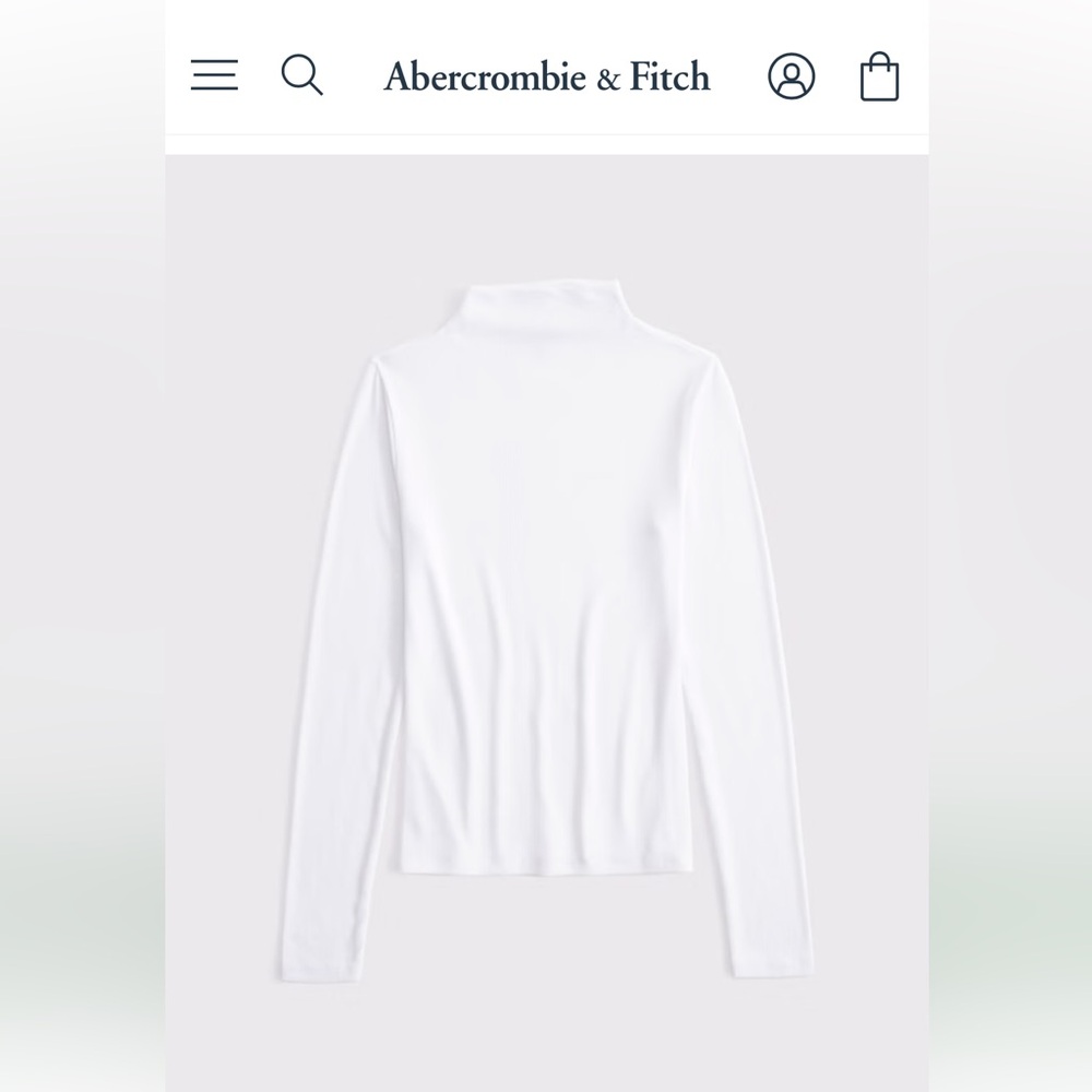A&f essentials white mockneck ribbed top